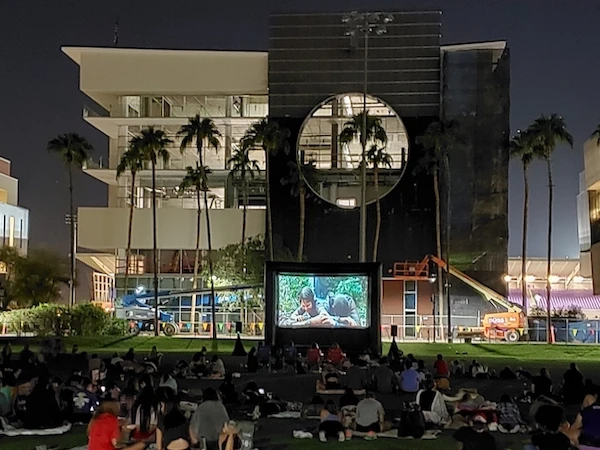 Outdoor movie night with professional audio