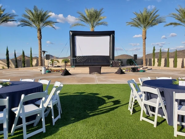 Outdoor movie screen setup in Anthem, AZ
